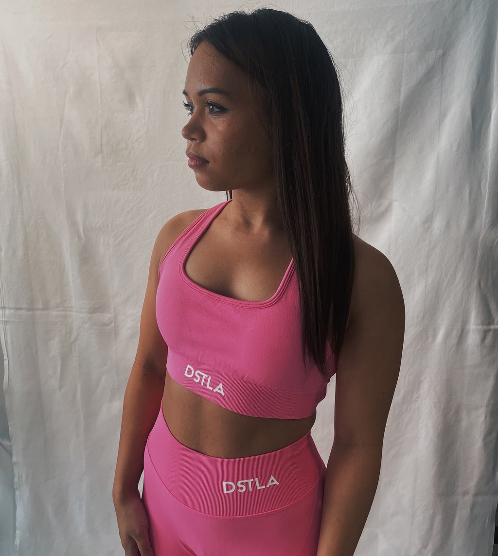 Essentials Backless Sports Bra Seamless Pink