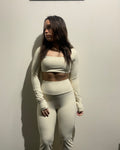 Essentials Long Sleeve Sports Bra Seamless Beige